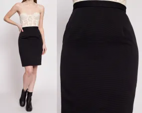 70s Black High Waisted Pencil Skirt - Extra Small, 24.5"