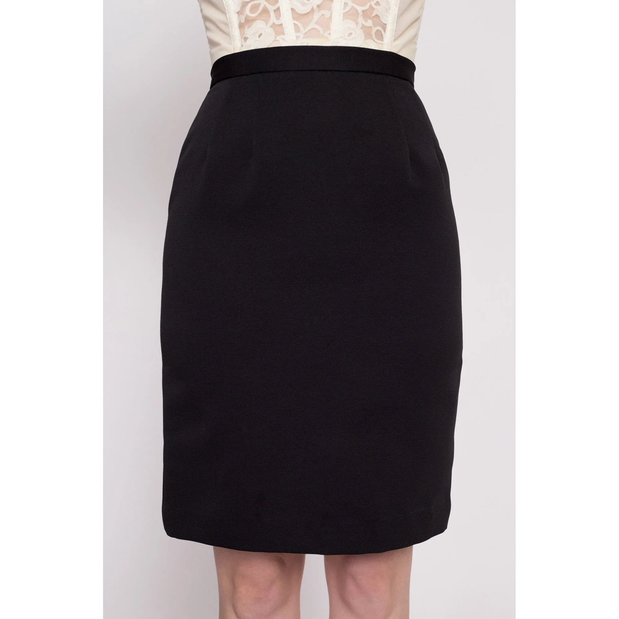 70s Black High Waisted Pencil Skirt - Extra Small, 24.5"