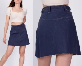 70s Denim A Line Mini Skirt - Extra Small, 23.5"
