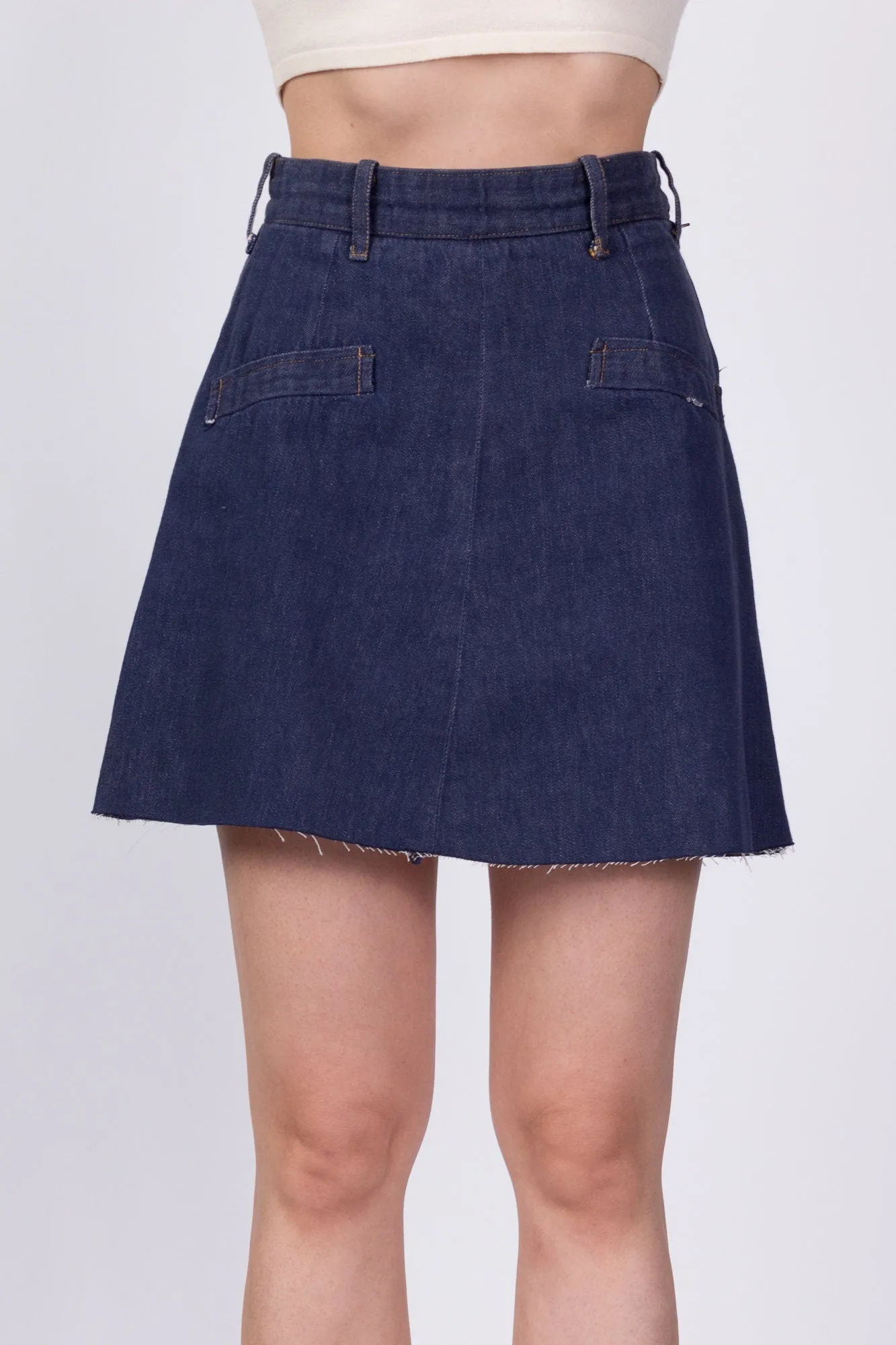 70s Denim A Line Mini Skirt - Extra Small, 23.5"