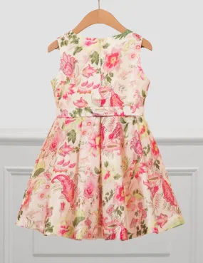 Abel & Lula - Girl's Silk Flower Printed Dress