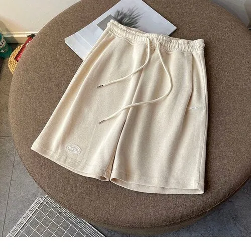 Amy Fashion - Elastic Waist Cotton Casual Biker Shorts