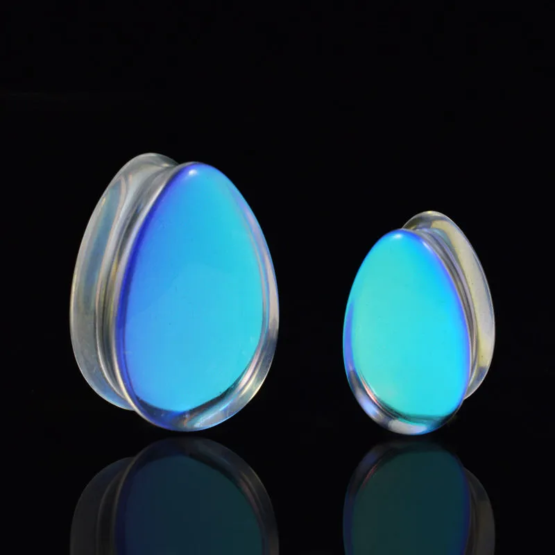 Aurora Glass Teardrop Plugs