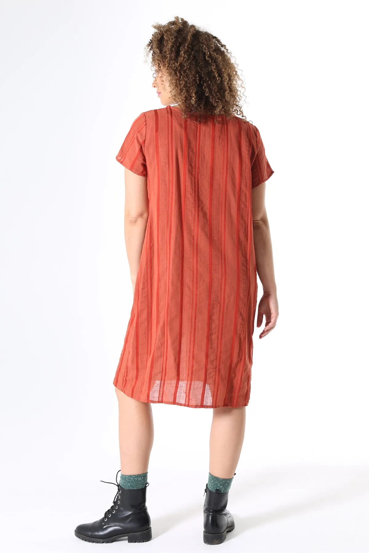 Avenida Textured Shift Dress Terracotta