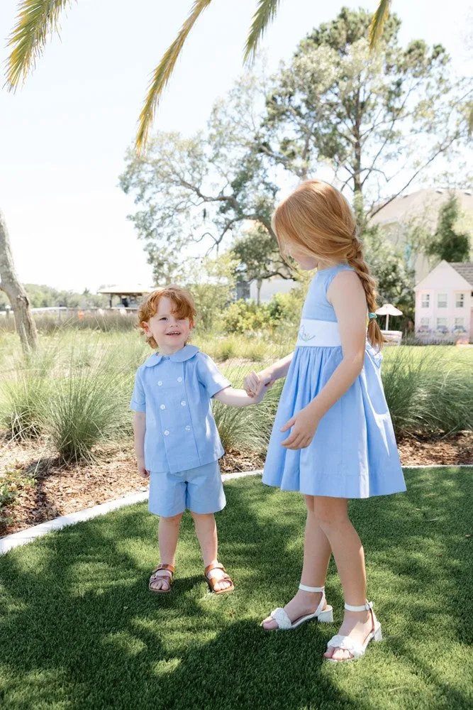 Bailey Boys Blue Chambray Dressy Shorts Set