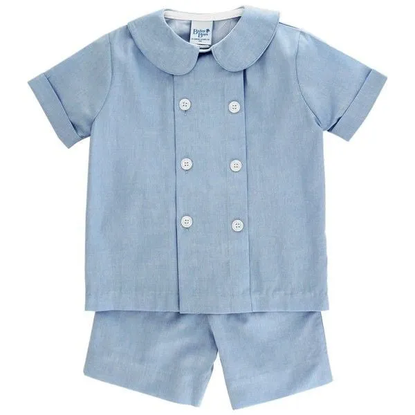 Bailey Boys Blue Chambray Dressy Shorts Set