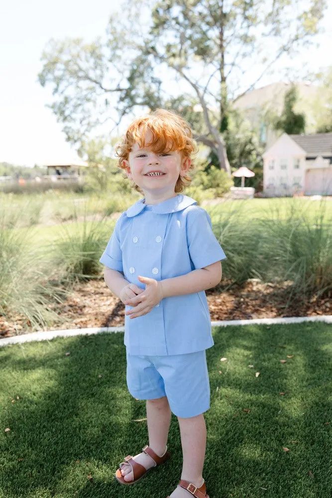 Bailey Boys Blue Chambray Dressy Shorts Set