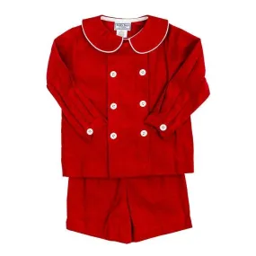 Bailey Boys Dressy Shorts Set - Red Corduroy