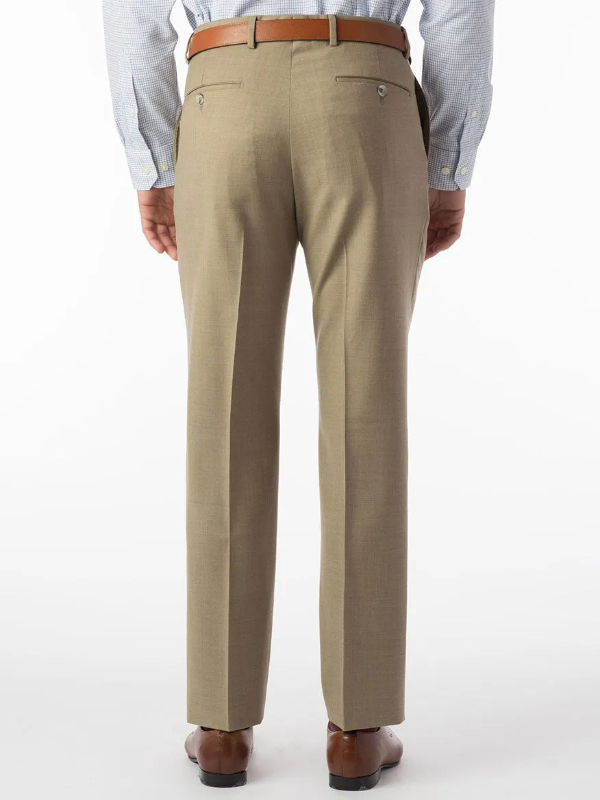 Ballin Soho Comfort 'EZE' Super 120s Modern Flat Front Pant in Tan
