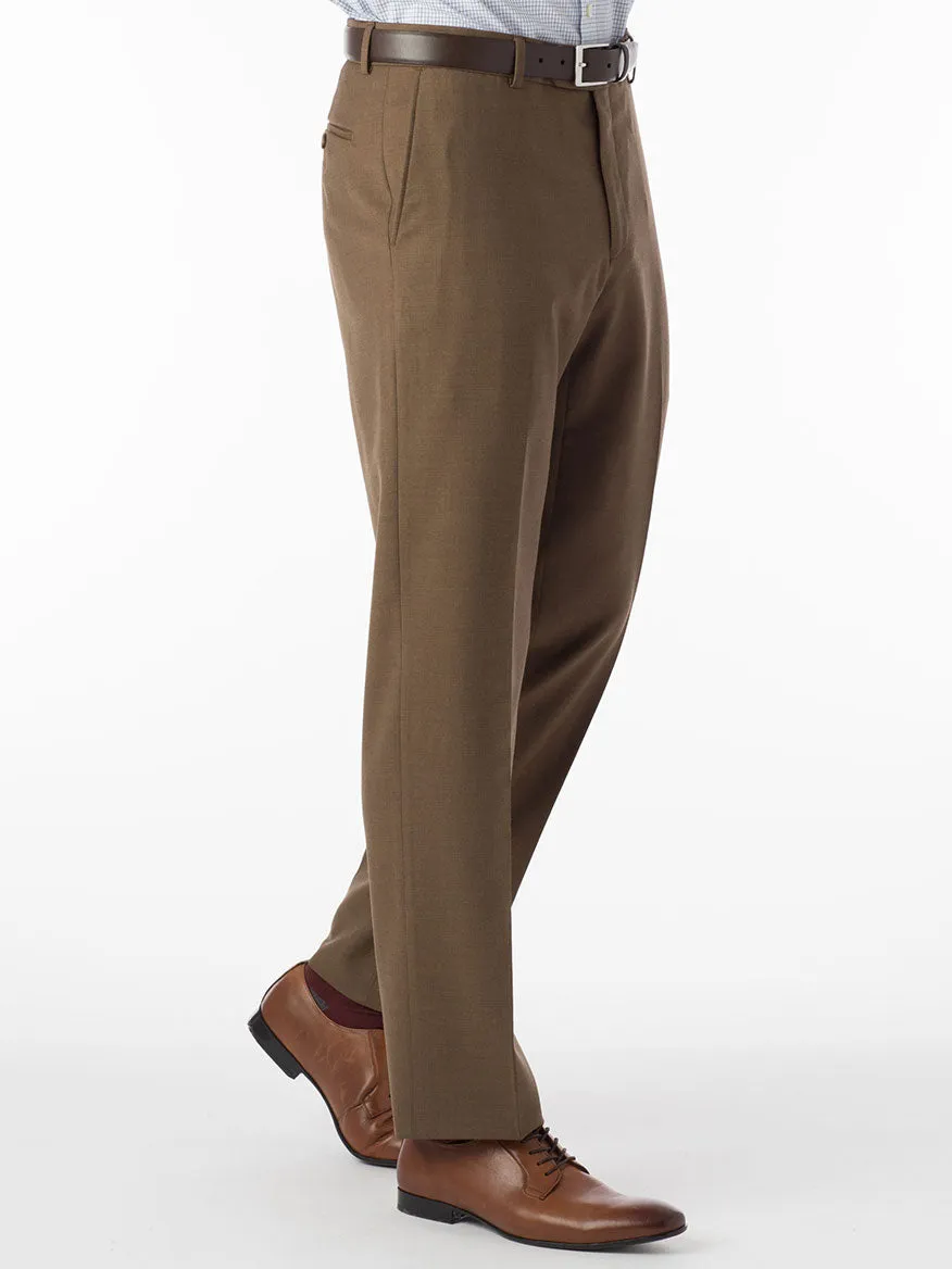 Ballin Soho Comfort 'EZE' Super 120s Modern Flat Front Pant in Tobacco
