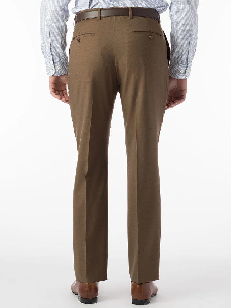 Ballin Soho Comfort 'EZE' Super 120s Modern Flat Front Pant in Tobacco