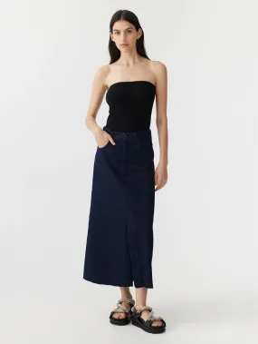 Bassike Longerline Denim Skirt - Indigo