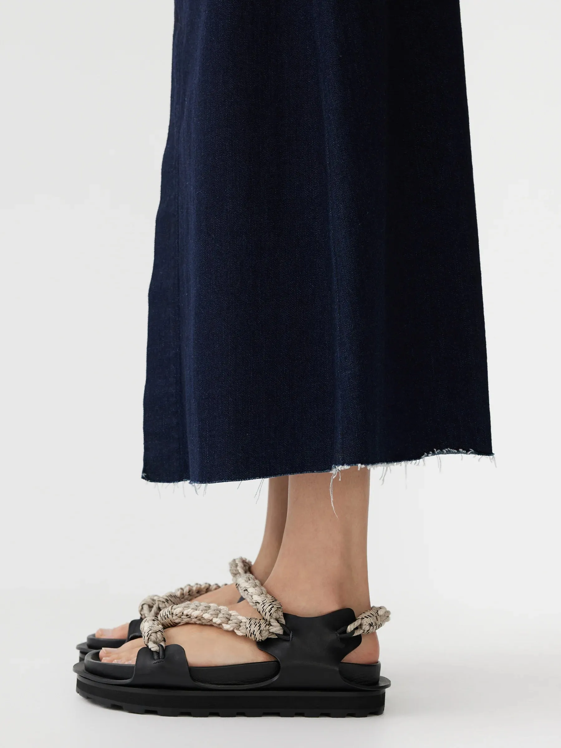 Bassike Longerline Denim Skirt - Indigo