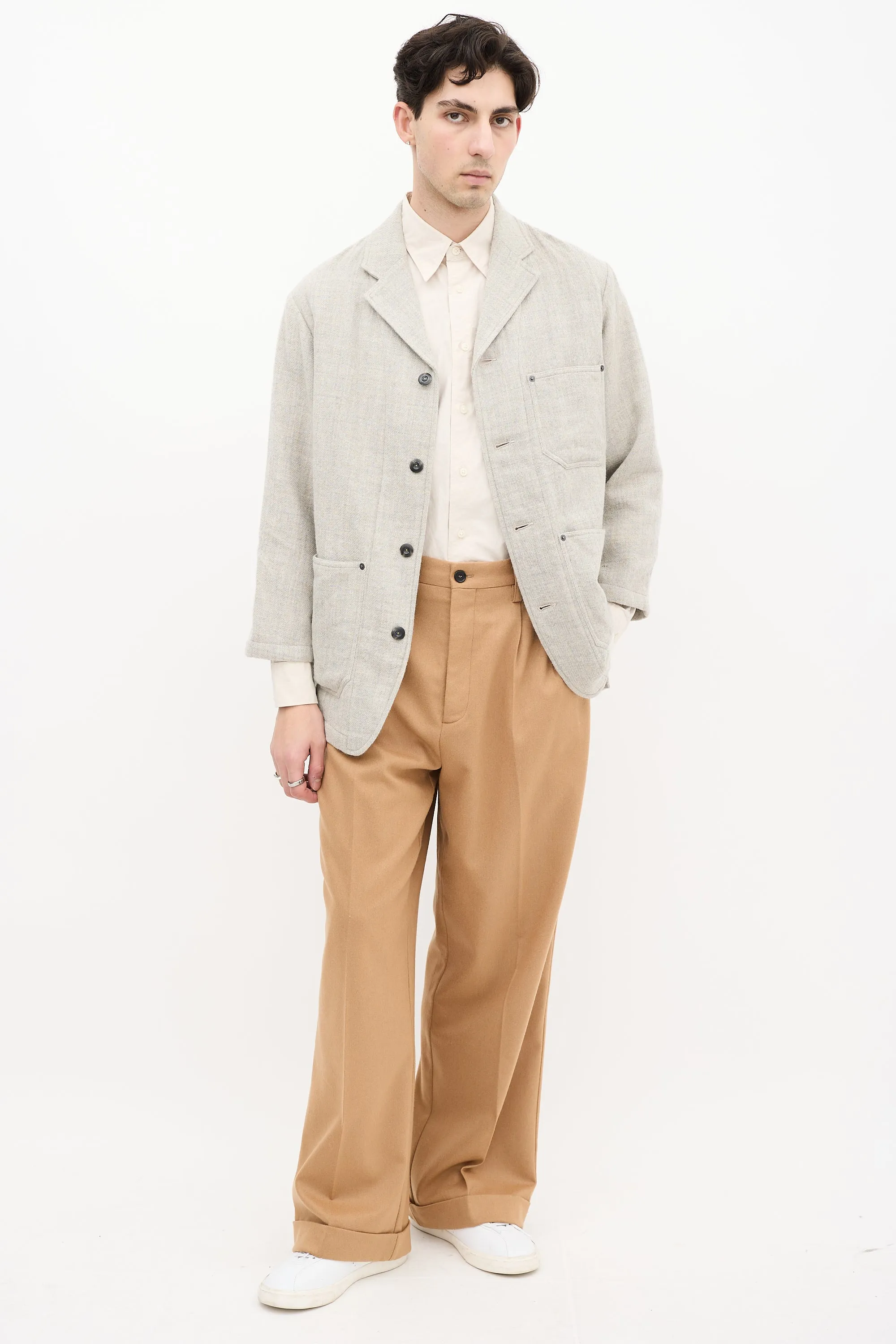 Beige Wool Tailored Jacket