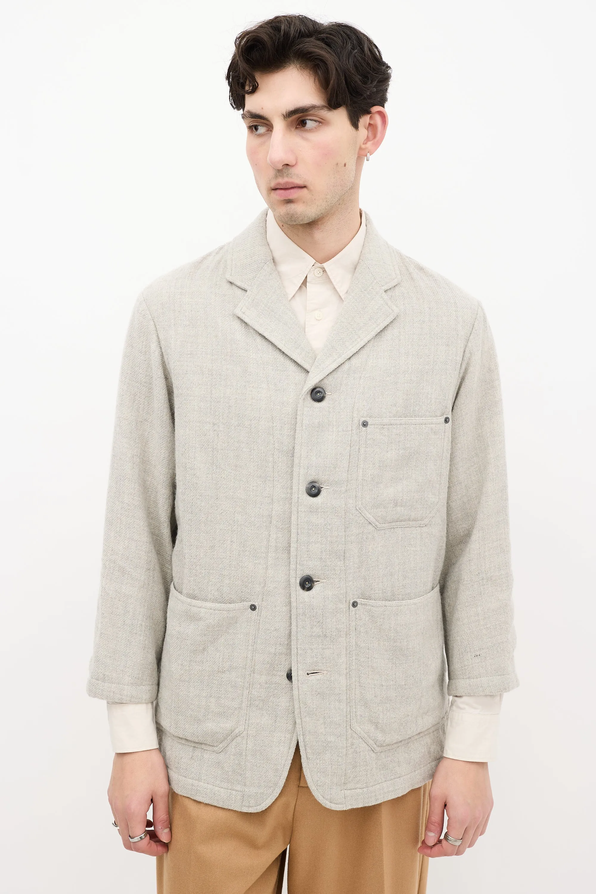 Beige Wool Tailored Jacket