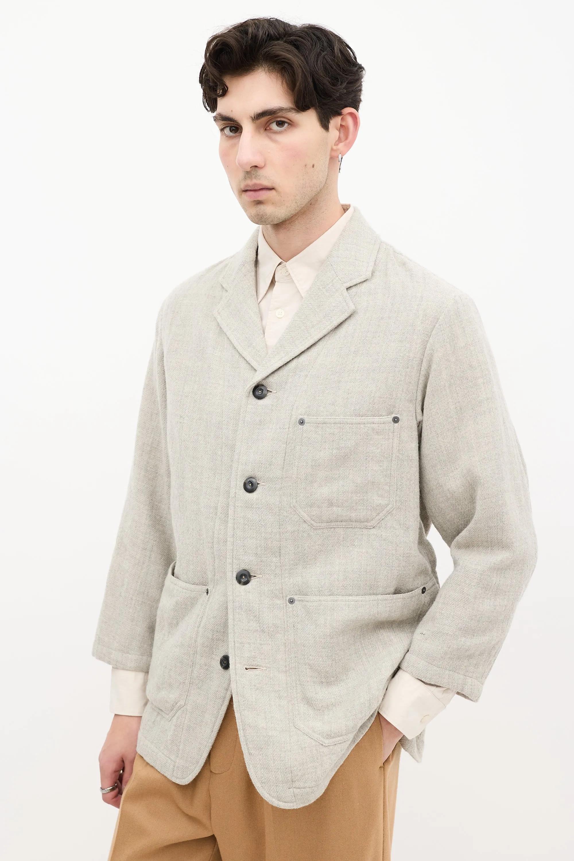 Beige Wool Tailored Jacket