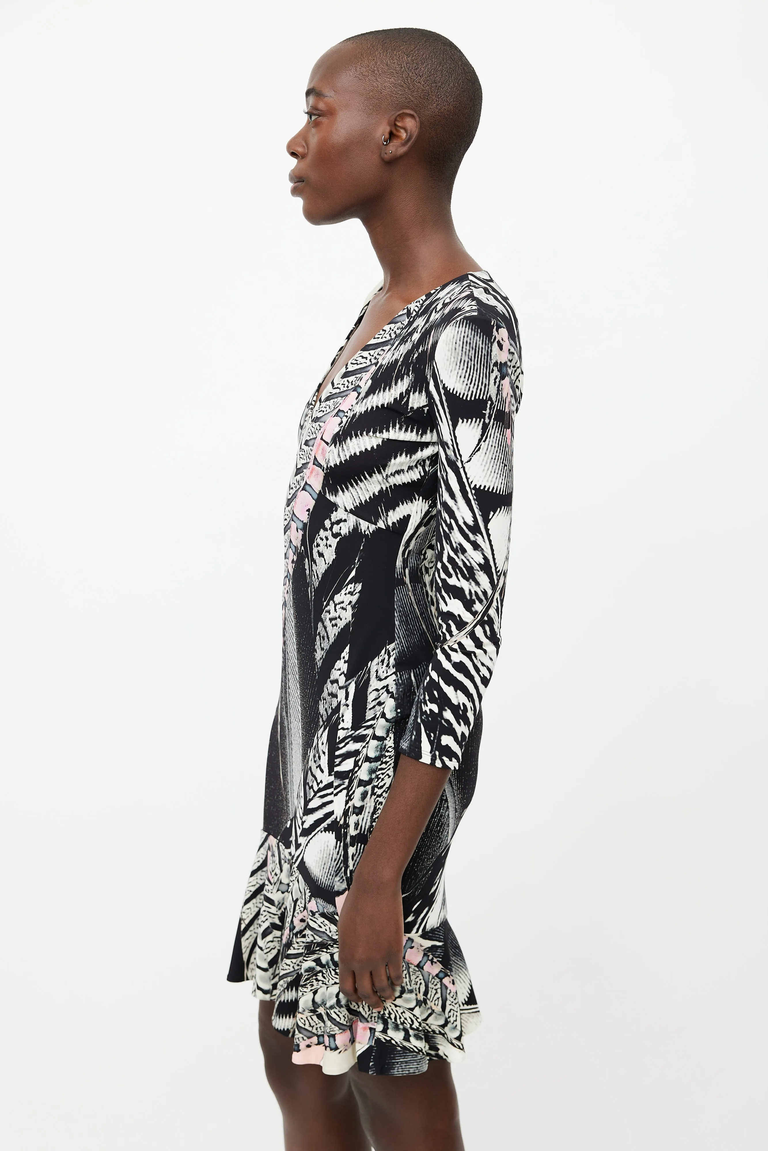 Black & Multicolour Print Dress