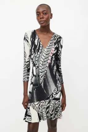 Black & Multicolour Print Dress