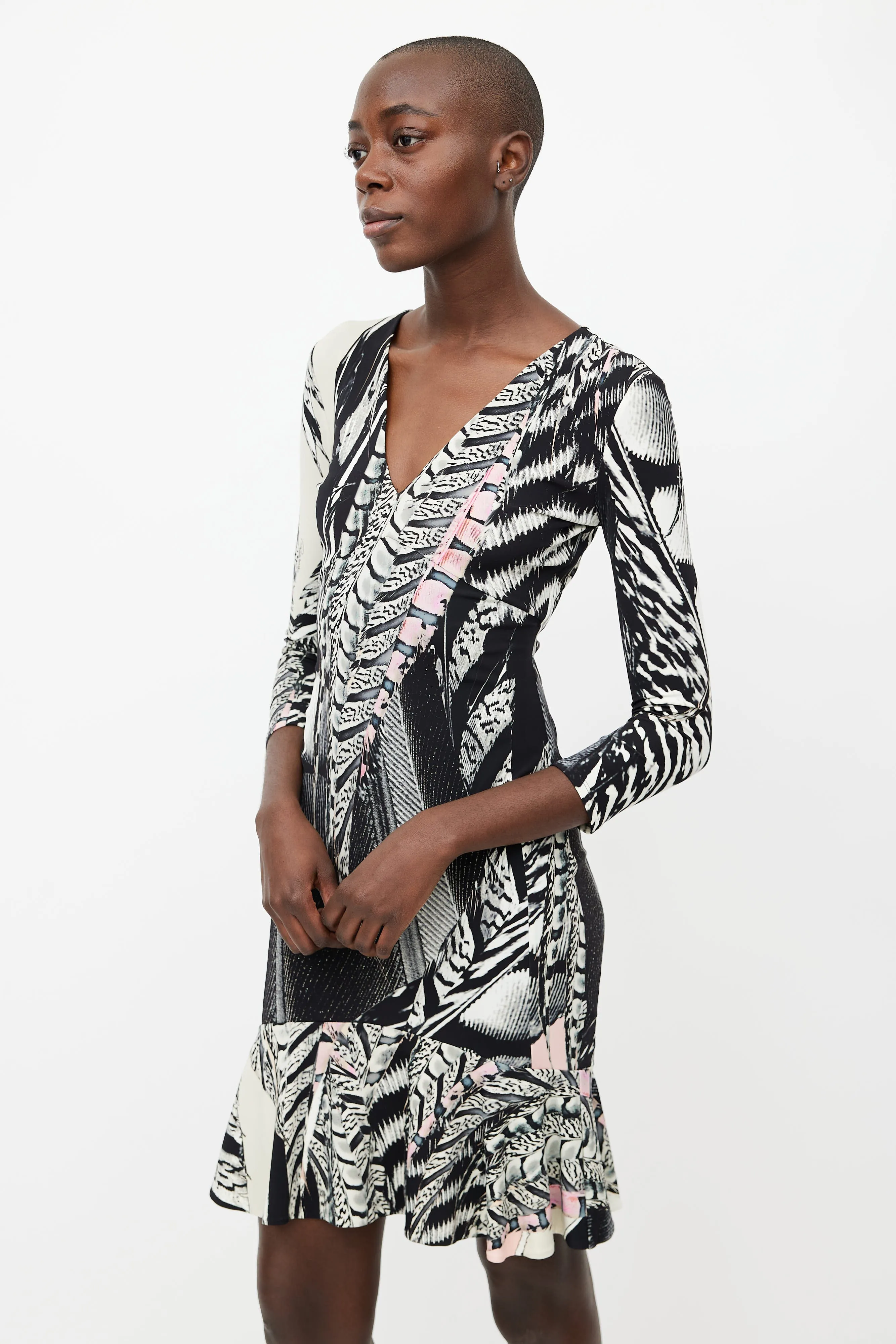Black & Multicolour Print Dress