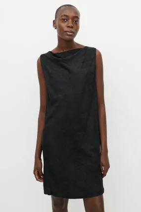 Black Nubuck Leather Shift Dress