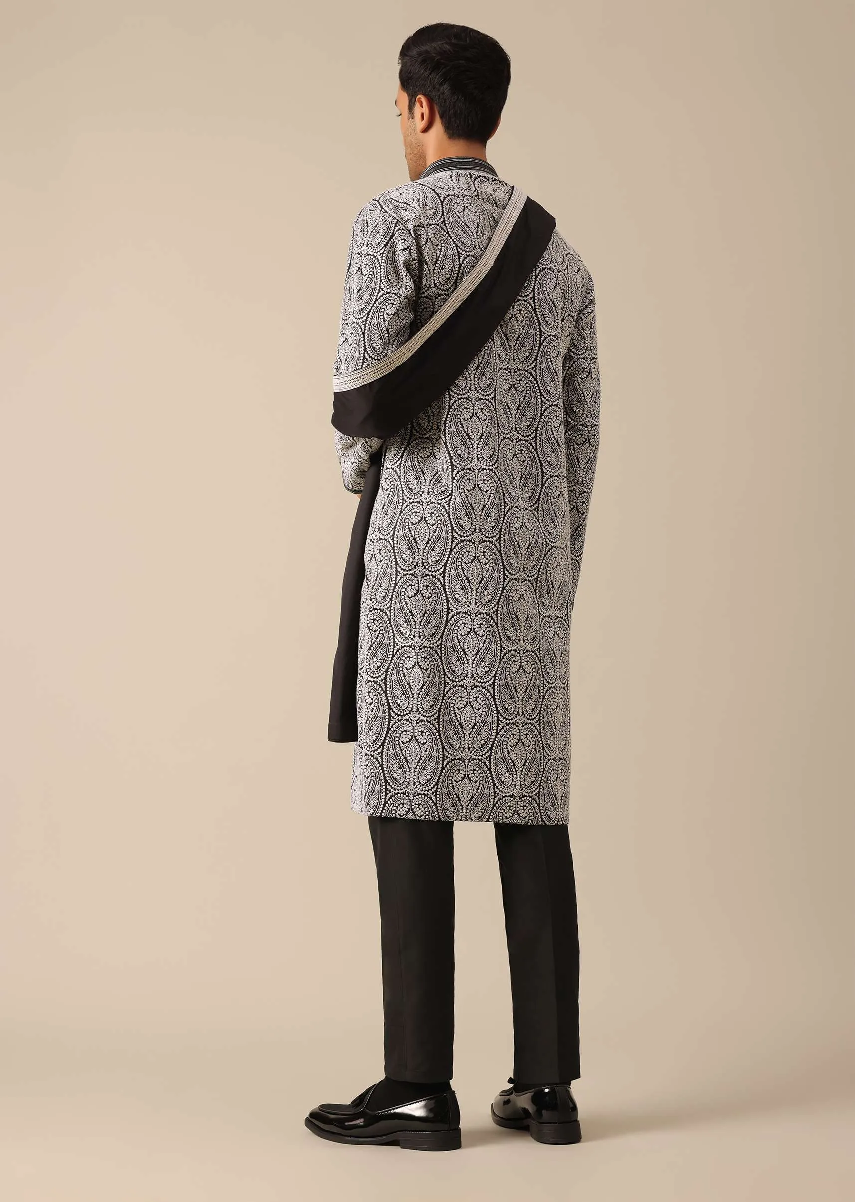 Black Silk Kurta Set With Dupatta