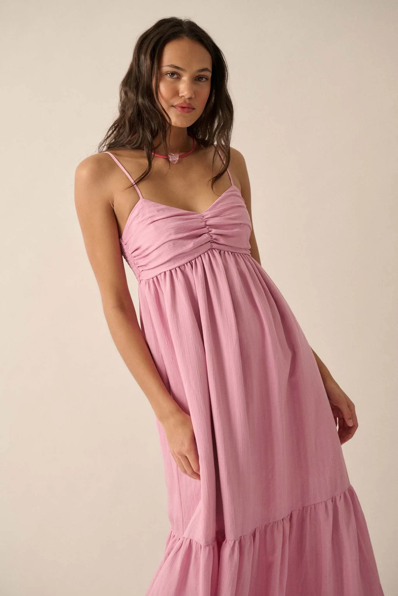 Breezing Through Textured Stripe Maxi Sundress