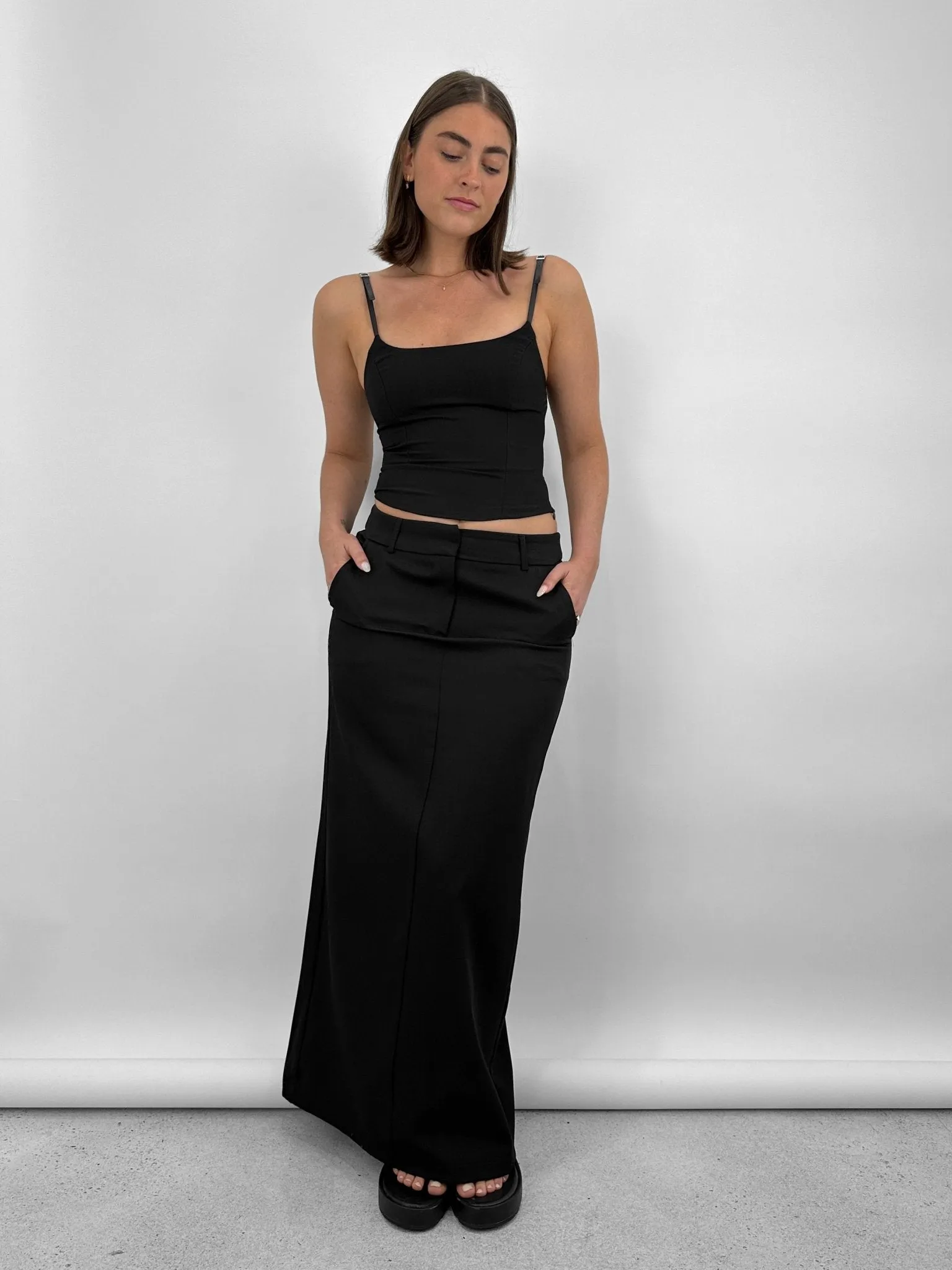 Buckle Strap Scoop Neck Corset Tank