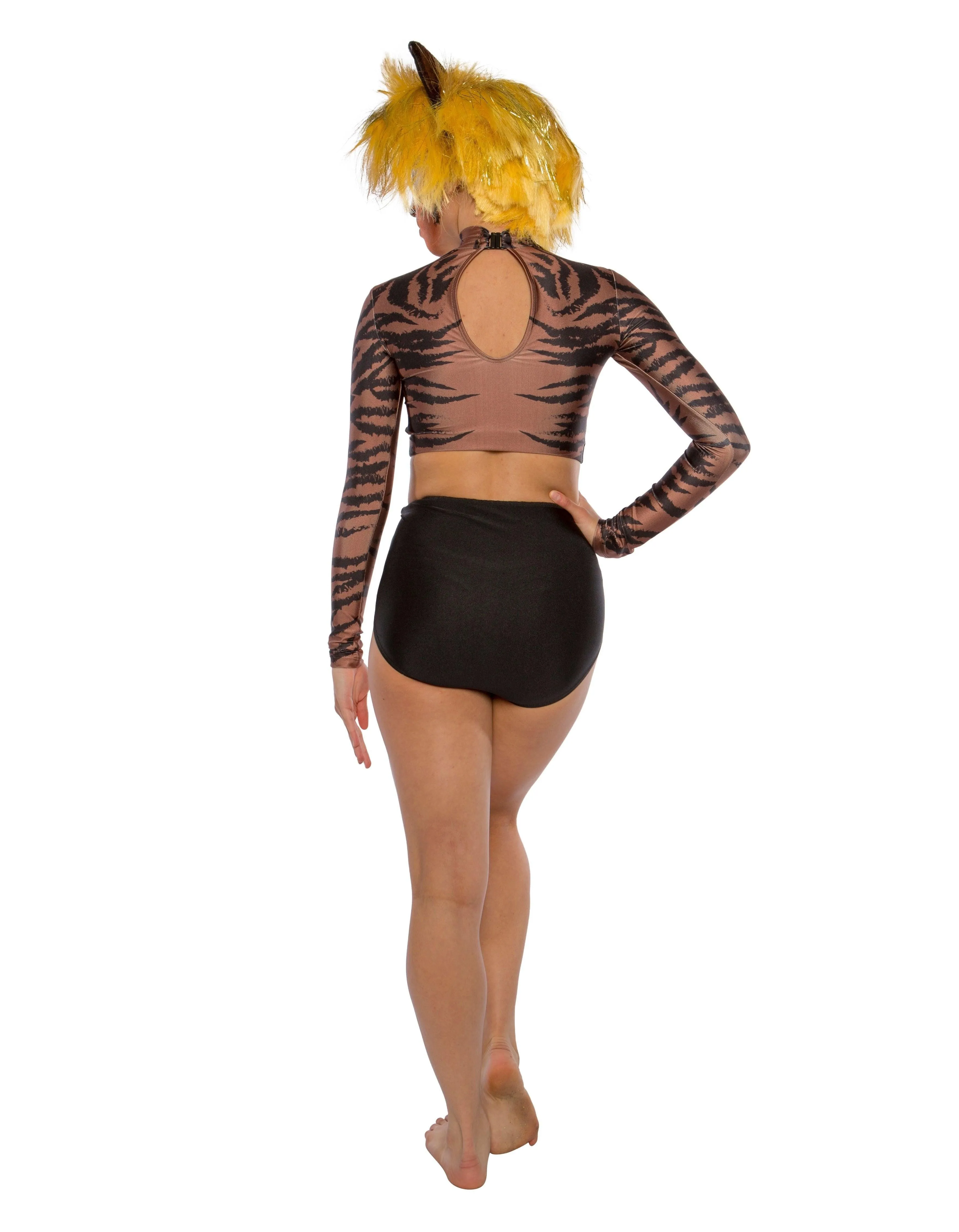 Cats Stripes LS Crop Top