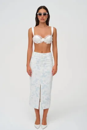 Chantal Denim Midi Skirt ~ Blue