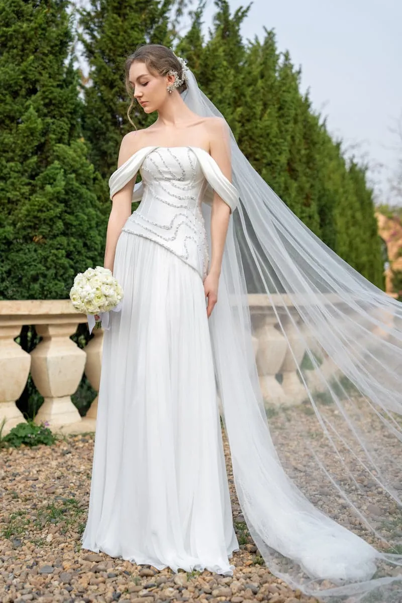 CULT MIA X 21SIX HELENA TAFFETA PLEATED GOWN