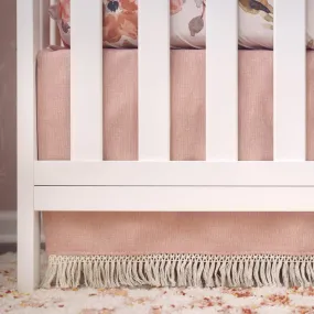 Dusty Rose Metallic Linen Fringe Crib Skirt