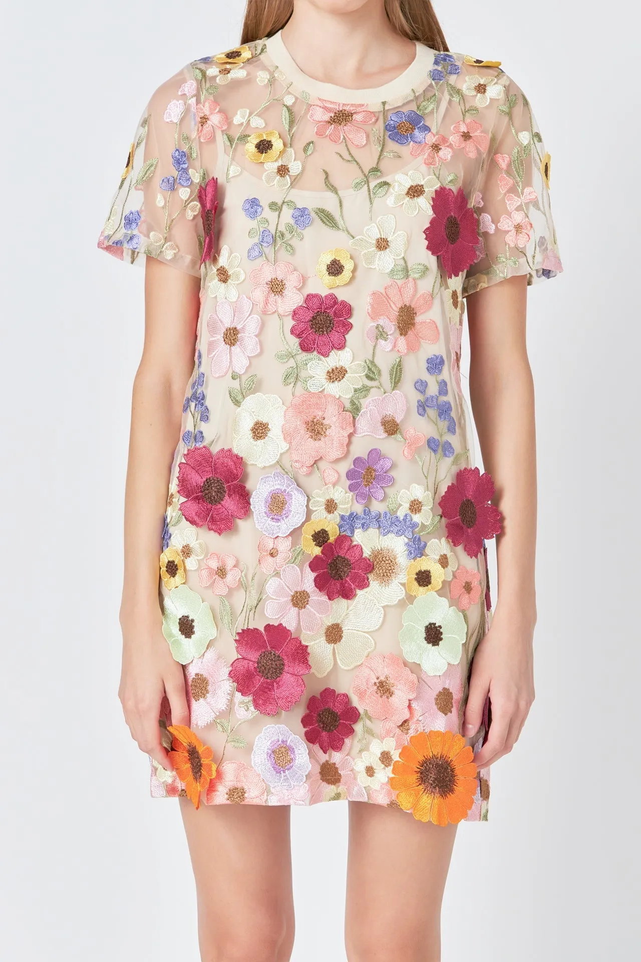 Endless Rose - Floral Applique Mini Dress