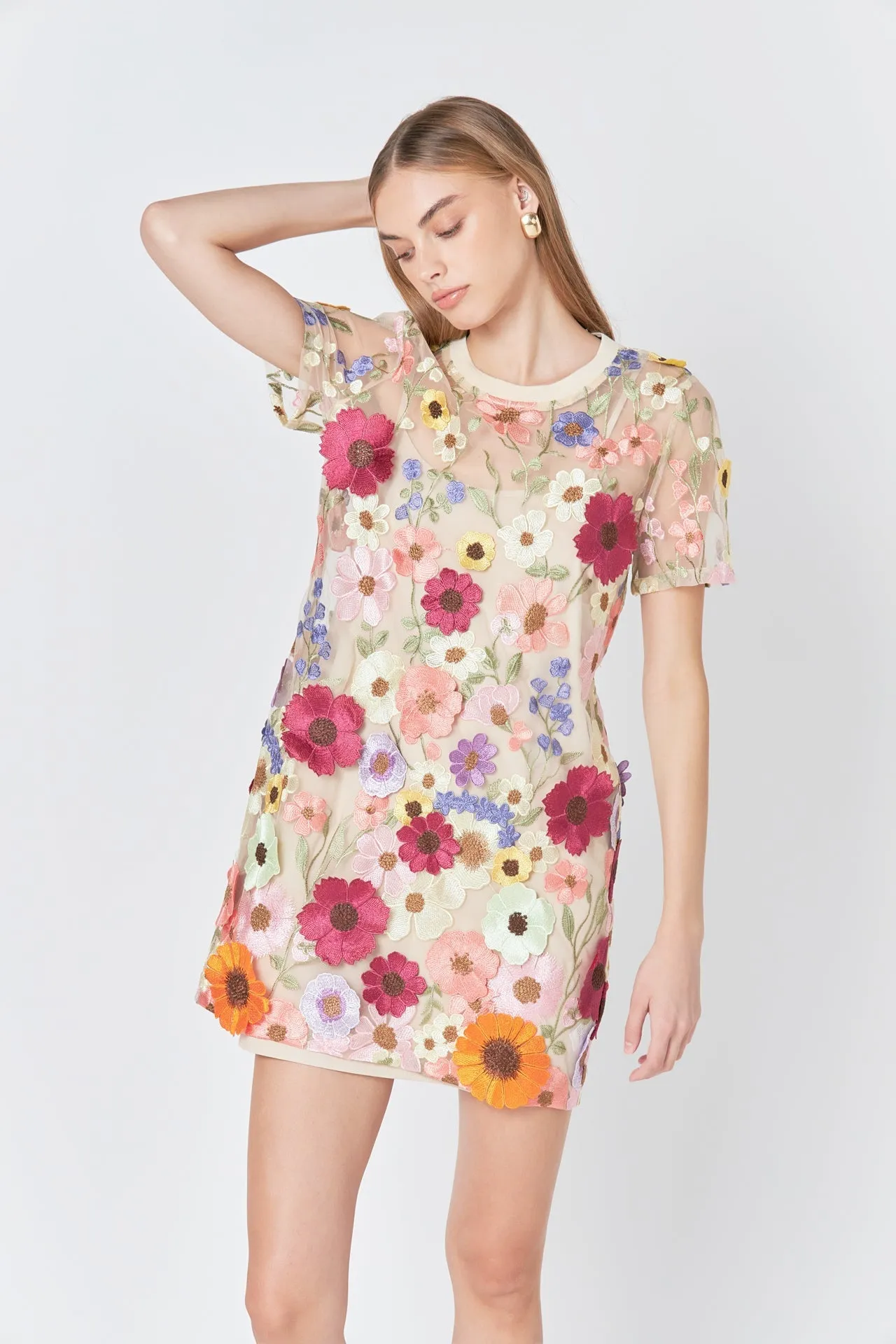 Endless Rose - Floral Applique Mini Dress