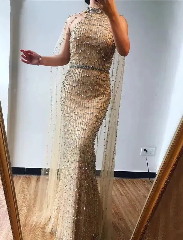 Esmée Beading Illusion Evening Dress