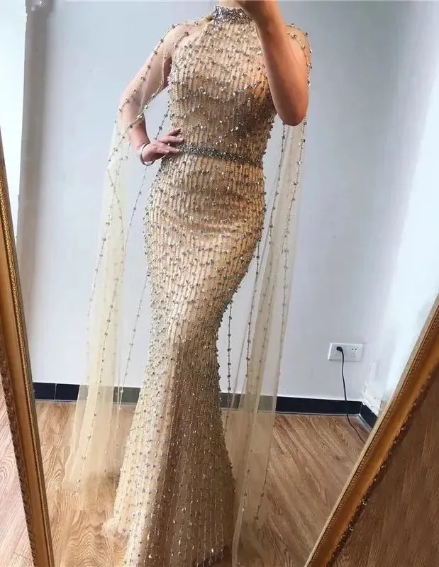 Esmée Beading Illusion Evening Dress