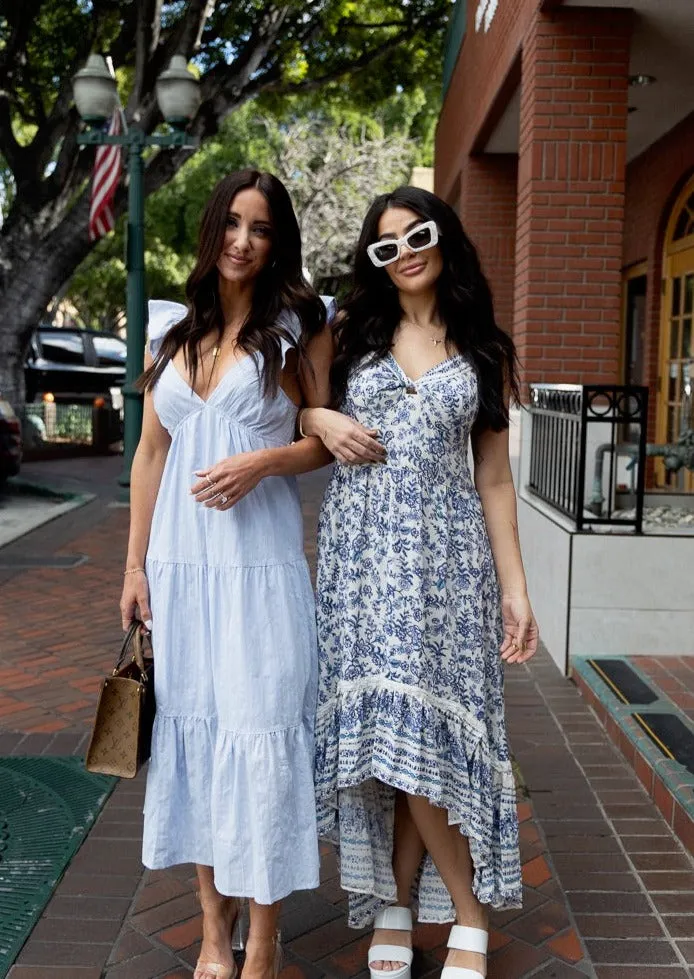 EXTRA PASSION EYELET TIERED MIDI DRESS