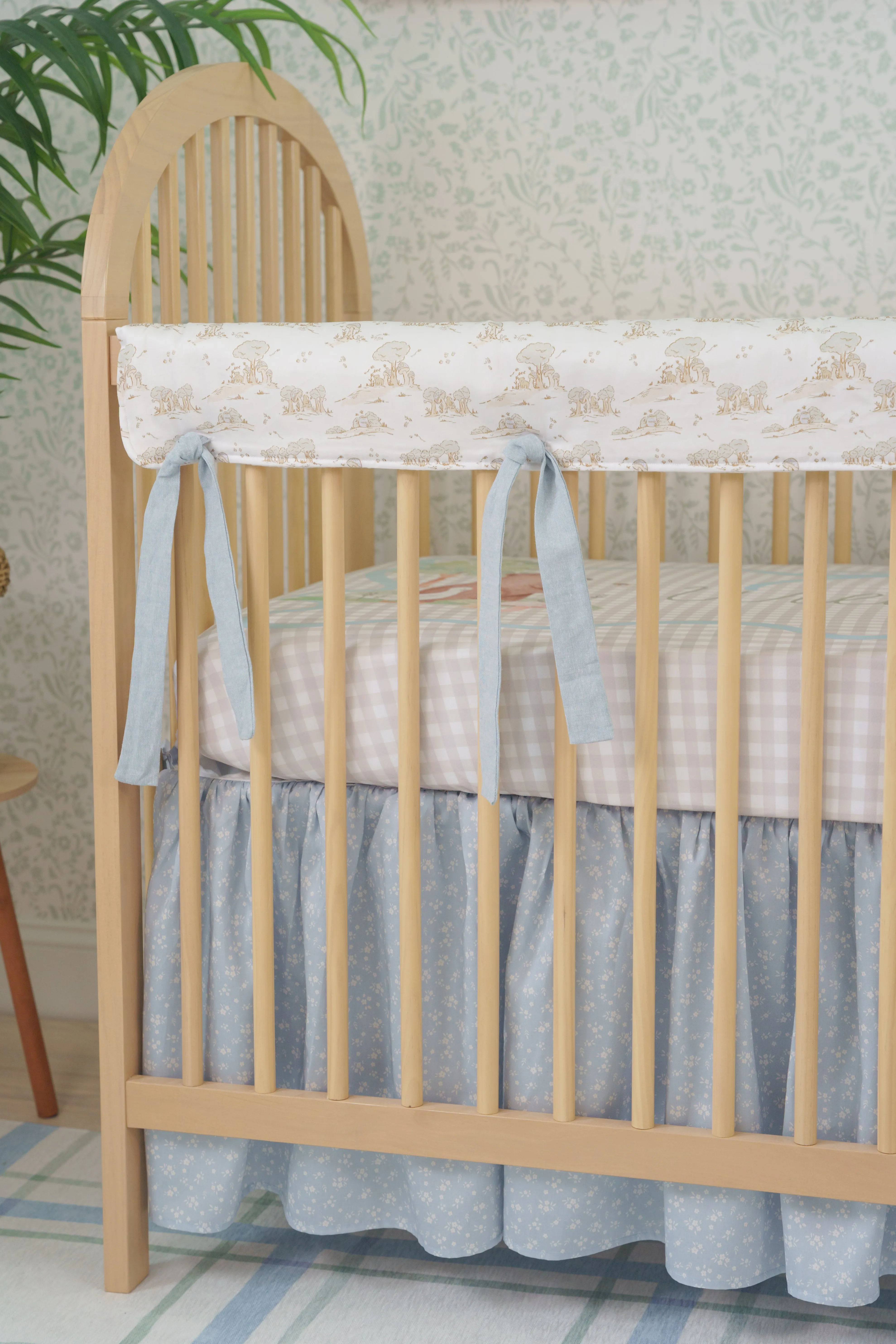 Gathered Crib Skirt | Ditzy Floral in Soft Chambray