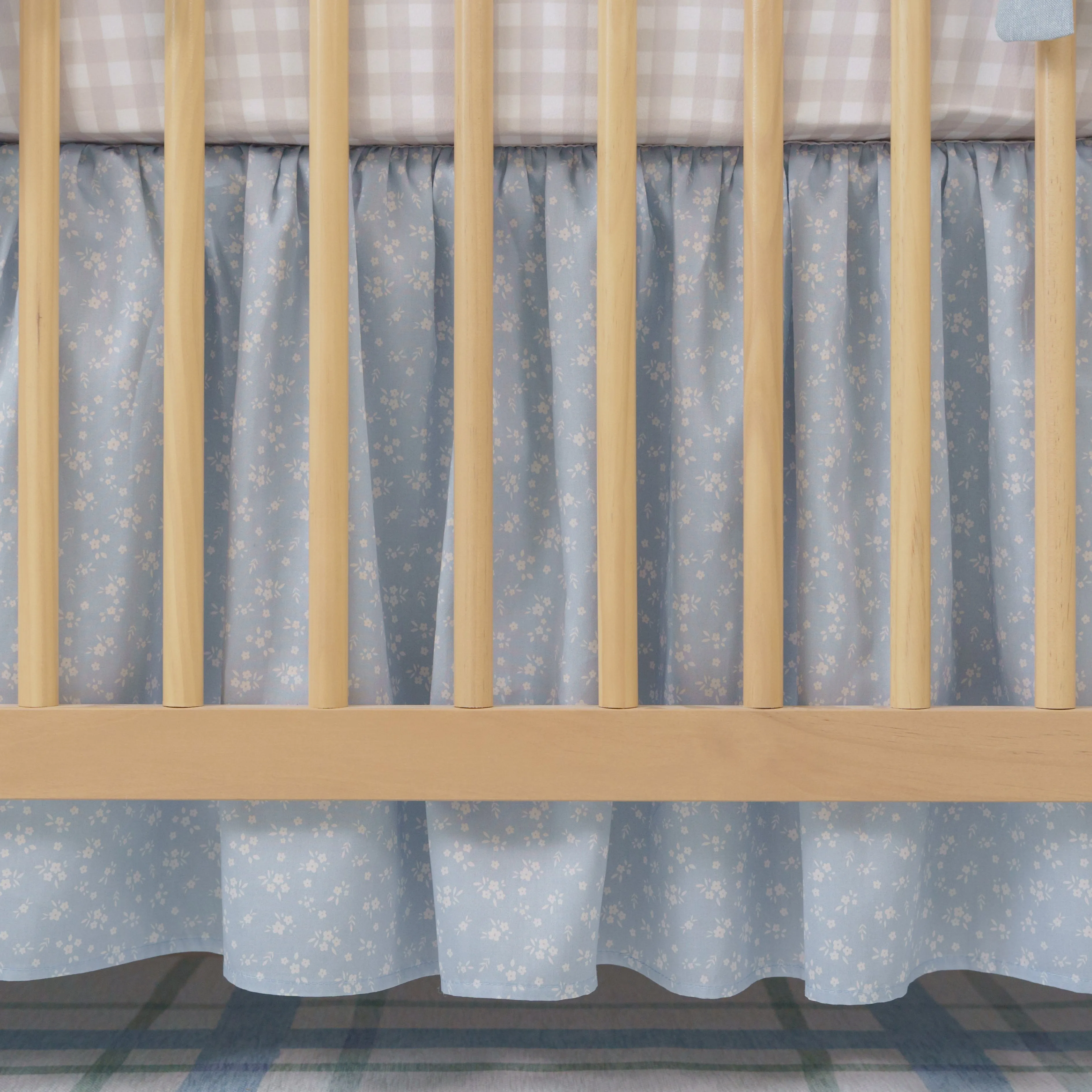 Gathered Crib Skirt | Ditzy Floral in Soft Chambray