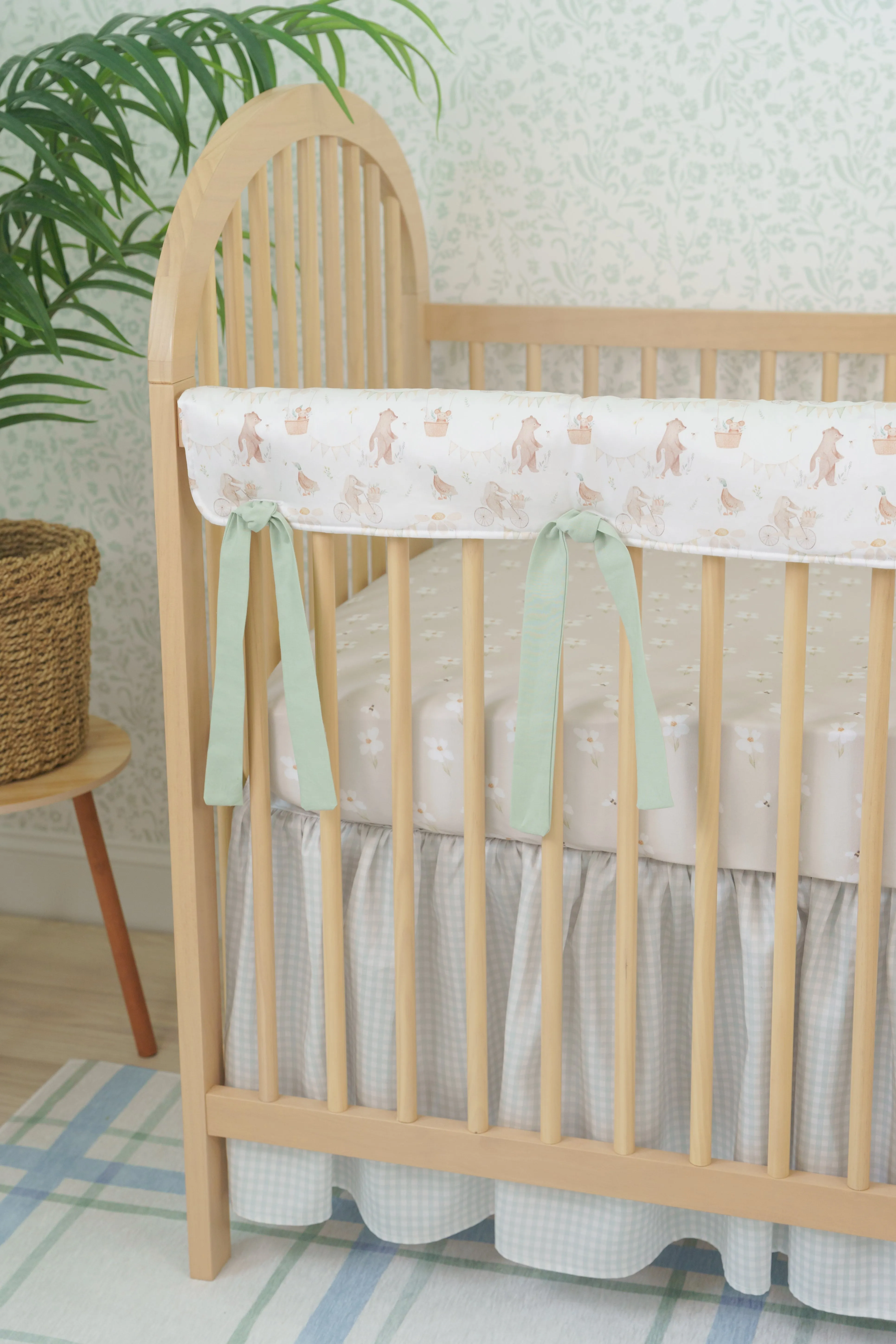 Gathered Crib Skirt | Gingham in Mist Sage