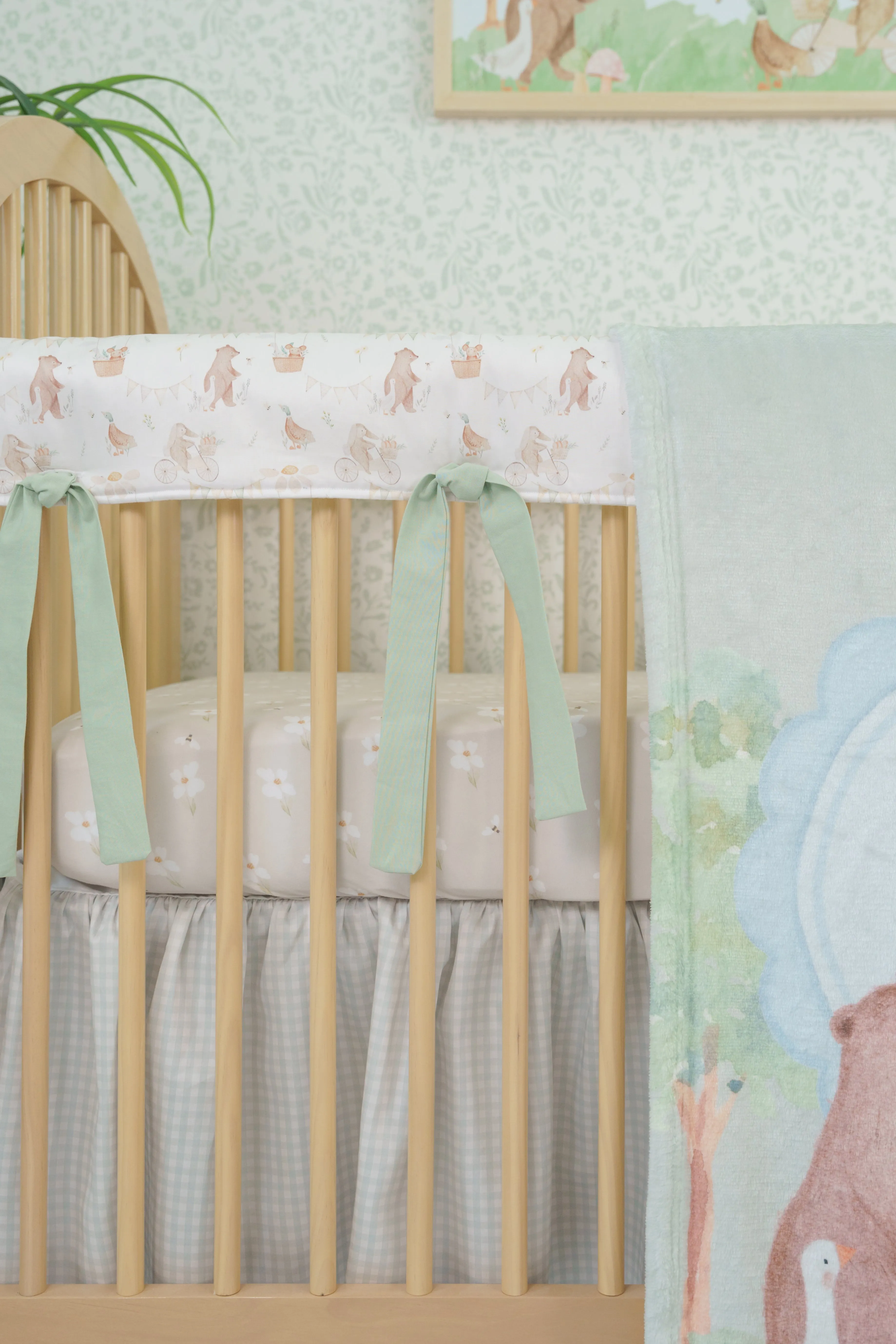 Gathered Crib Skirt | Gingham in Mist Sage
