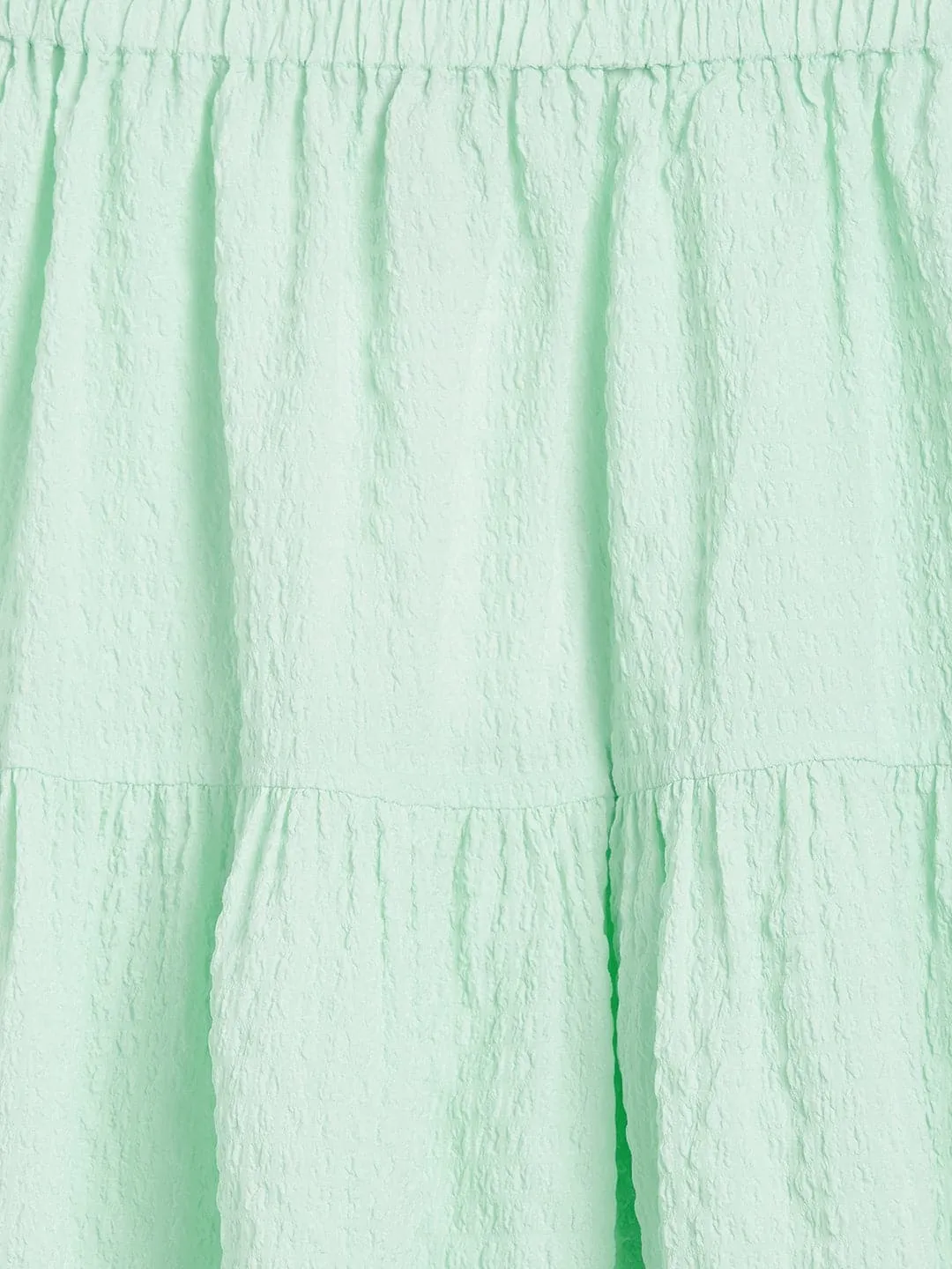 Girls Green Seer Sucker Tiered Skirt - Lyush Kids