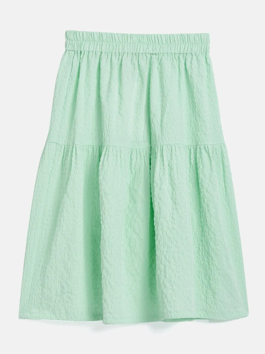 Girls Green Seer Sucker Tiered Skirt - Lyush Kids