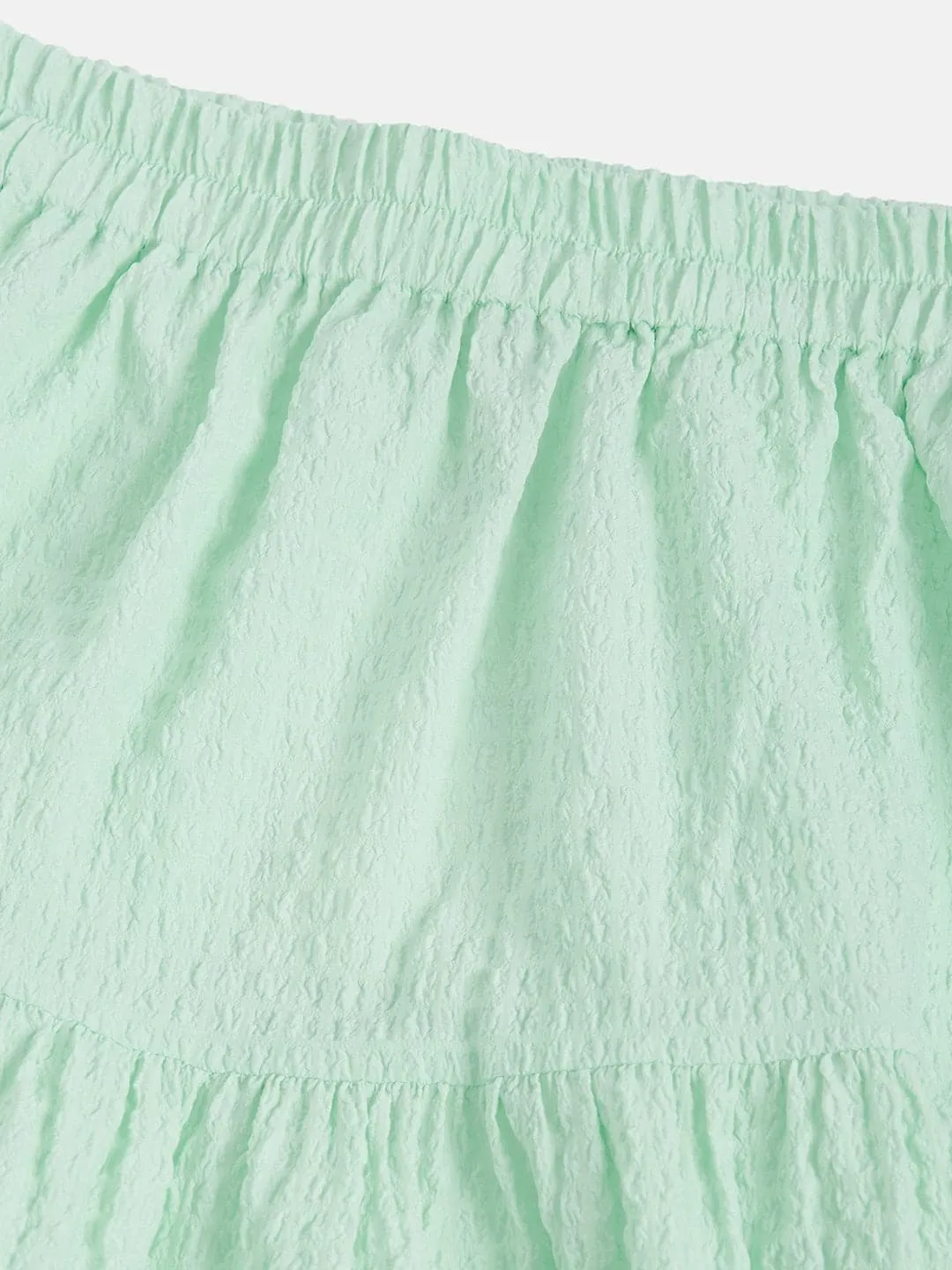 Girls Green Seer Sucker Tiered Skirt - Lyush Kids