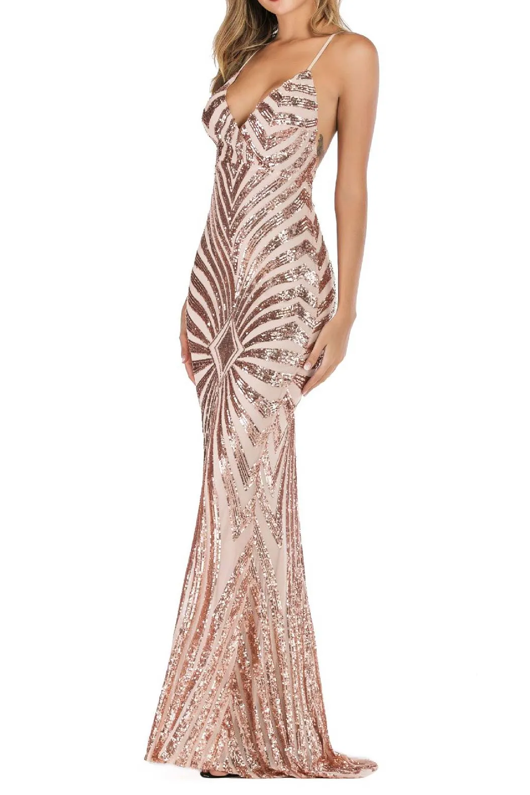 Green Backless Formal Gown Evening Dress