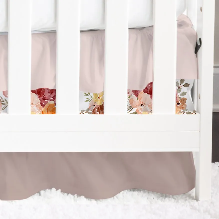 Highland Cow Wildflower Ruffled Crib Skirt