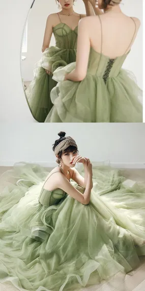 kamahe Straps mint green ball gown spring formal prom gown