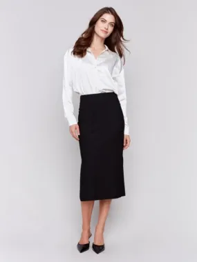 Knee Length Skirt with Side Slit and Pockets