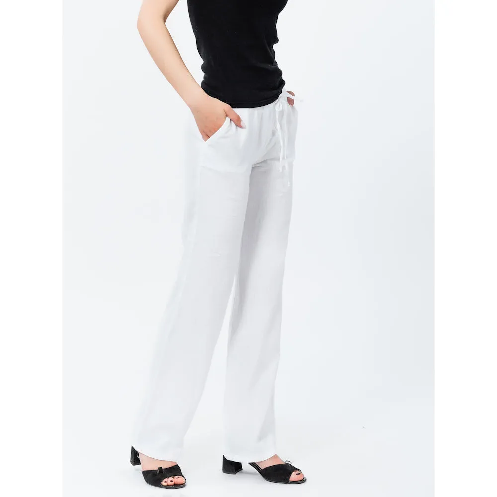 Linen Pants - White - Stonewashed - Luxury Medium Thick Linen