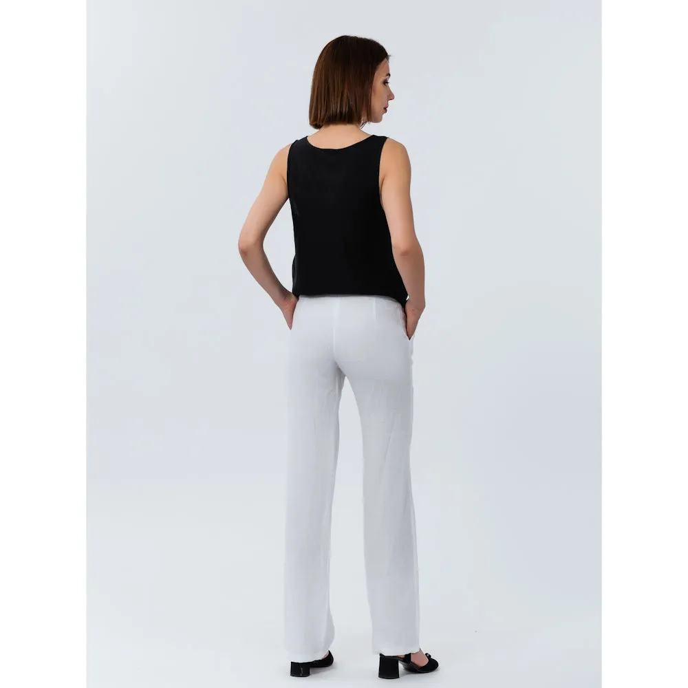 Linen Pants - White - Stonewashed - Luxury Medium Thick Linen