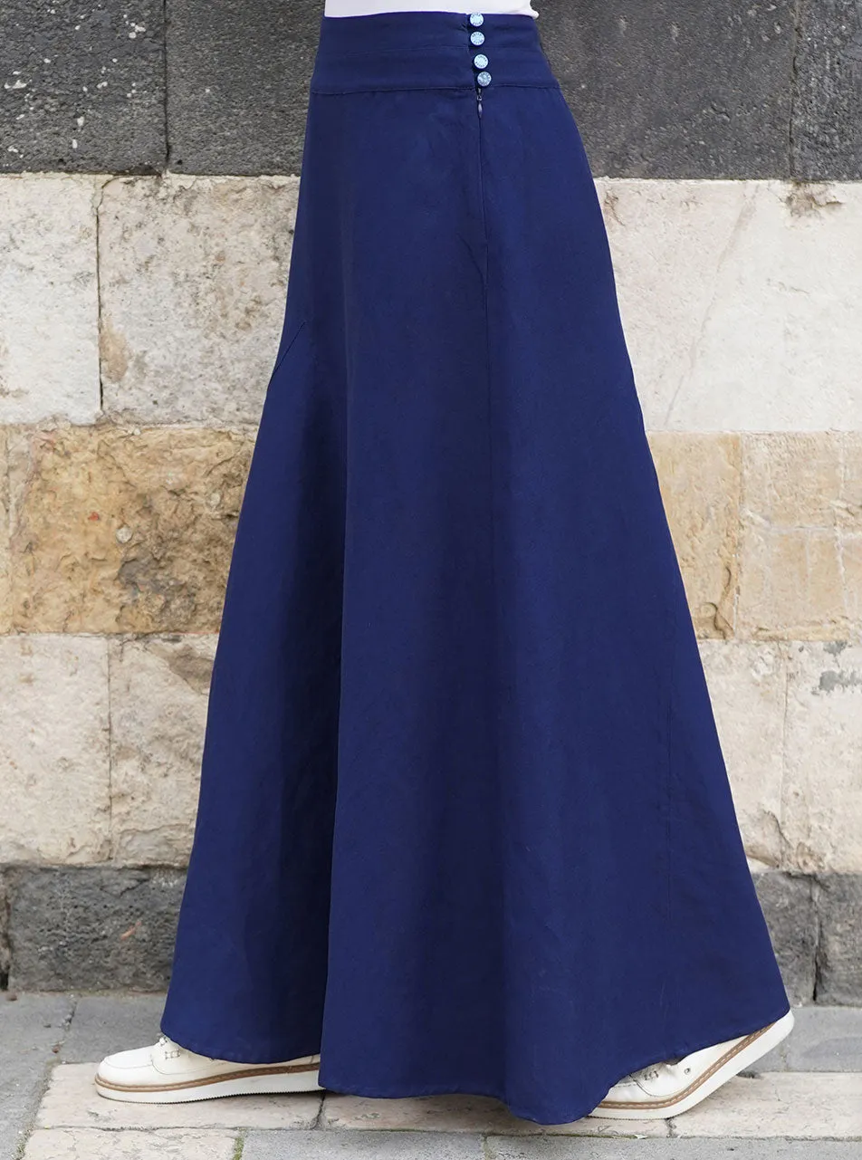 Linen Skirt with Flared Godet
